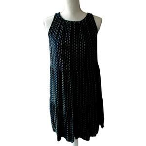 Loft Women's Blue Print Sleeveless Lined Zip Back Dress Size XS